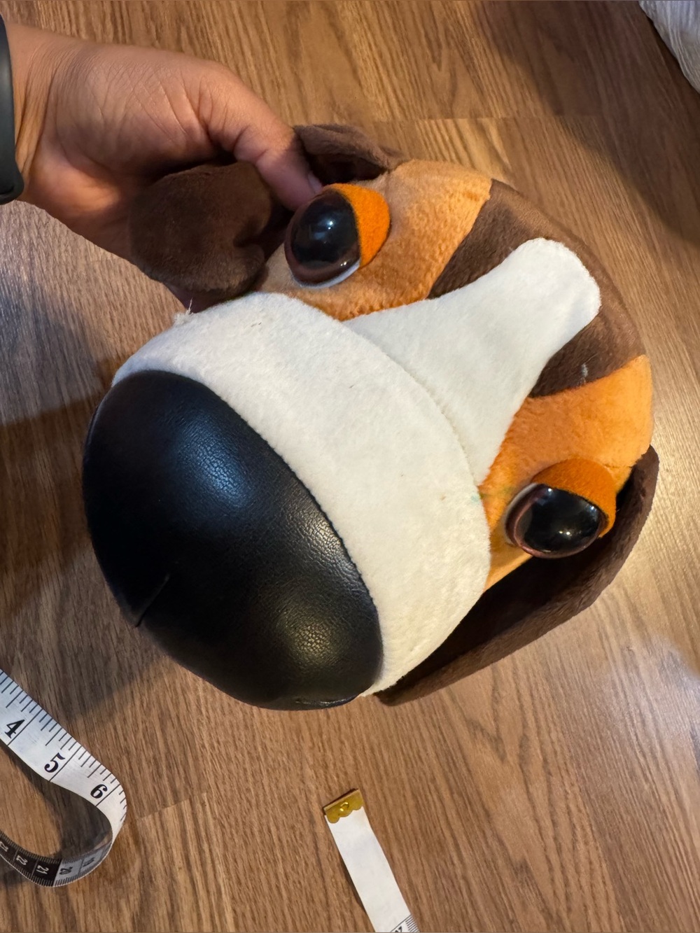 Plush Dog Head with small body - Brown, Orange, Black, Cream